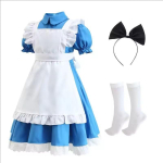 Anime Sinine Alice Imedemaal Cosplay Kost&uuml;&uuml;m Magus Lolita Neitse Kleit Naistele Pastoraalne Lolita Neitse Kost&uuml;&uuml;m Roll Halloween M&auml;ng 120 white