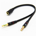 3,5 mm stereoheli emane kuni 2 isast peakomplekti mikrofoni Y-jagaja kaabli adapter