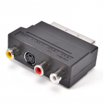 Scart Adapter Av Block 3 Rca Phono Composite S-Video sisse/v&auml;lja l&uuml;litiga Gold must