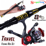 Teleskoop&otilde;ngede ja -rullide komplekt s&uuml;sinikkiust p&uuml;&uuml;gikepi spinning p&uuml;&uuml;girull reisip&uuml;&uuml;k 1.5M Rod with Reel