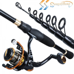 Teleskoop&otilde;ng koos 13+1BB spinningurulliga Kaasaskantav spinningu komplekt bassip&uuml;&uuml;giks 1.8mRod 2000Reel must