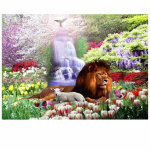 5D isetehtud teemantmaal, ristpistes l&otilde;vilammaste teemanttikandid kose maastik 20X30CM