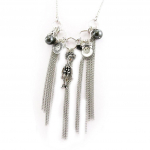 Les Tr&eacute;sors De Lily [G7792] - Collier Cr&eacute;ateur 'Capucines' gris argent&eacute; hall