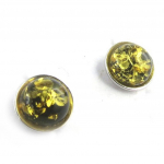 Les Tr&eacute;sors De Lily [N1987] - Boucles Argent 'Inspiration' ambre verte (rhodi&eacute;) - 8 mm h&otilde;be