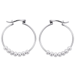 Altesse [P0619] - Cr&eacute;oles argent 'Perla' ivoire argent&eacute; (rhodi&eacute;) - 25 mm h&otilde;be