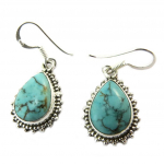 Les Tr&eacute;sors De Lily [P3770] - Boucles Argent 'Heaven' turquoise - 18x15 mm t&uuml;rkiissinine