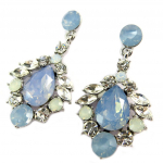 Les Tr&eacute;sors De Lily [P4560] - Boucles cr&eacute;ateur 'Sissi' bleu blanc argent&eacute; - 43x22 mm sinine