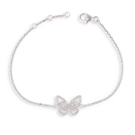 Les Tr&eacute;sors De Lily [Q2875] - Bracelet Argent 'Papillons' blanc argent&eacute; (rhodi&eacute;) - 15x11 mm valge