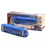 NO.KK Classic Tram Tram Diecast tagasit&otilde;mmatav mudel LED muusika arendava laste m&auml;nguasjaga sinine