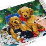 5D DIY teemantmaali koer t&auml;isruudu ristpistes m&uuml;&uuml;k Teemanttikandid j&otilde;ulumosaiik lumi k&auml;sitsi valmistatud kingitus Full Round (20X30CM)