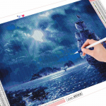 Teemantmaaling laeva ristpistes t&auml;ispuur K&auml;sit&ouml;&ouml; 3D teemanttikandid maastik mosaiik k&auml;sitsi valmistatud kingitus seinakunst Full Round 20X30CM