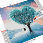 5D teemantmaal Armastuse puu t&auml;isruudukujuline &uuml;marristpiste komplekt Teemanttikandid maastik Talvine k&auml;sit&ouml;&ouml; seinakunst Full Round （30x30CM）