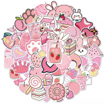 50 tk Cartoon Kawaii roosad kleebised t&uuml;drukutele pagasile s&uuml;learvuti rula jalgratta seljakoti kleebised m&auml;nguasja kleebised lastele kingitus