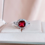 BELLA BOX Luksuslikud ruudukujulised punased naiste lahtised s&otilde;rmused Klassikalised peened ehted pulmakihluseks Resizable punane