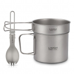 Lixada Ultralight Titanium Cookset Outdoor Camping k&ouml;&ouml;gin&otilde;ude komplekt 900 ml/1100 ml pott 1100ml pot & 350ml pan & spork