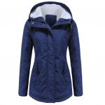 Naiste talvine soe veekindel puhvis jope Tuulekindel kapuutsiga fliisvoodriga tepitud paks parka lumemantel Suusa v&auml;lisriided S-5XL Plus Size Oversized M tumesinine v&auml;rv