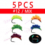 5TK #12 UV Crystal Flash l&otilde;hemuna k&auml;rbsep&uuml;&uuml;gi munad forellile Steelhead Fishing Meth Egg Wet Flies landid Orange Chartreuse &scaron;artr&ouml;&ouml;s