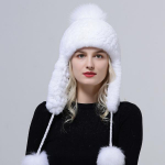 Talvine soe m&uuml;ts Naturaalsest k&uuml;&uuml;likukarvast l&otilde;ksuk&uuml;barad valge