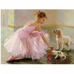 5D DIY teemantmaal T&uuml;druk ja koer Tikand Ristpistes 5D Kodukaunistuse kingitus Full Round 20x30CM