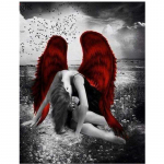 5D DIY T&auml;is&uuml;mmargune teemantmaaliv naine punaste tiibadega teemanttikandiga kodukaunistus Full Round 20x30CM