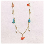 Les Tr&eacute;sors De Lily [R6377] - Disainterasest kaelakee  Cl&eacute;opatra  t&uuml;rkiissinine roosa kuld - 10 mm mitmev&auml;rviline