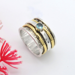 925 h&otilde;bedast ehteid k&auml;sitsi valmistatud s&otilde;rmus Sinine topaasi v&auml;&auml;riskivist keerutav s&otilde;rmus meeste vahenduss&otilde;rmus 6 sinine