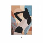 Must-Aafrika naine, Boho Kuu, k&auml;si, lehtede plakatid ja v&auml;ljatr&uuml;kid Abstraktsed seinakunstid, l&otilde;uendimaalid, seinapildid elutoa sisekujunduseks A4 21x30cm No Frame