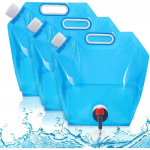 5-liitrine kokkupandav veepaak tiheda kaanega, kraan, kokkupandav kanistriga veekott, kaasaskantav joogivee veekott matkamise h&auml;daolukorras 3 Pack