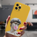 Iphone 13 12 Mini 11 14 Pro Max 14plus kaitse&uuml;mbrise jaoks Mood Populaarne Mona Lisa Art David Abstract Candy Silikoonkate For iPhone 13 Mini