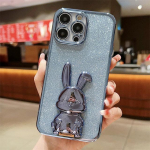 Cartoon Cute Rabbit Glitter telefoni&uuml;mbris iPhone 14pro Max 11 12 13 Pro Max 14 Plus 11 p&otilde;rutuskindla plaadiga tugijala tagakaas For iPhone 11Pro Max