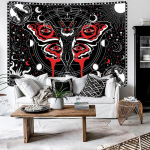 Mothman Anime gobel&auml;&auml;n Kolju gooti toakaunistus Esteetiline must punane mandala vaip magamistoas elutuppa Kodukaunistuse seinakunst 95x73cm