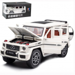 1/24 Scale Benz G63 AMG mudelauto, tsingisulamist tagasit&otilde;mmatav heli ja valgusega m&auml;nguauto lastele poisile t&uuml;drukule kingitus 1/24-22x8.5x9.5cm valge
