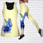 White Flower Butterfly Print Joogariietus naistele Mood Treening Retuusid Fitness Sport Vabaaja joogap&uuml;ksid XS