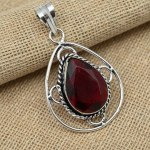 Granaat v&auml;&auml;riskivist 925 Sterling H&otilde;bedast k&auml;sitsi valmistatud kingituste ehe m&auml;lestusp&auml;eva ripats talle 2.16 Inches punane