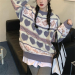 Naiste s&uuml;gistalvine armastuse s&uuml;damega heegeldatud kampsun, avar &uuml;mara kaelusega pikkade varrukatega vabaaja kudum One Size lilla