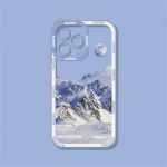 Esteetiline Snow Mountaini l&auml;bipaistev telefoni&uuml;mbris iPhone'ile 15 14 13 12 11 Pro Max X XR XS Luksuslik l&auml;bipaistev pehme silikoonist p&otilde;rutuskindel kate iPhone 15 valge