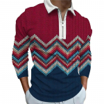 Polos&auml;rgid Meeste pikkade varrukatega mood mitmev&auml;rvilise laineprinteriga Uus meeste polos&auml;rk pikkade varrukatega lukuga T-s&auml;rk top XS punane