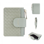 Naiste mood l&uuml;hike kootud rahakott Pu-nahast kaardihoidja Naiste lihtne mitme kaardi lukuga rahakott mandliroheline