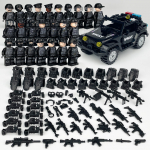 Must Jeep Special Police Military Doll Small Particle Doll Model Laste Ehitusklotside m&auml;nguasi