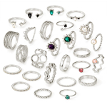 26 t&uuml;kki Mood Naiste Elegantsed Aksessuaarid Luksuslikud teemandid Smaragdide Komplekt T&uuml;drukute P&uuml;hader&otilde;ivaste Aksessuaarid Avatud mitmekihilised s&otilde;rmusekomplektid Kombineeritud h&otilde;be