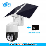 P&auml;ikesekaamera Juhtmeta WiFi 4G P&auml;ikesepatarei toitega v&auml;listingimustes Turvakaitse J&auml;relevalve Videokaamera Nutikas kodu PIR-kaamera CCTV 【WIFI】2W mAh + 128G Card valge/must
