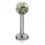 Labret Piercing Jewel sillerdav valge kristallpall, mis on kaetud G23 titaanvaiguga, 10 mm varras