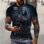 Vintage T-s&auml;rgid meestele Horror Undead Skull Muster 3D Prinditud l&uuml;hikeste varrukatega Moodne &uuml;lisuur T-s&auml;rk Meeste vabaajar&otilde;ivad M
