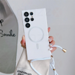 Crossbody kaelakee kaelakee paelad juhe pehme silikoonist &uuml;mbris Samsung S24 S23 S22 Utra S21 S20 FE Note 20/iphone 15 14 13 12 11 pro max Magsafe tagakaas For Galaxy S23 valge