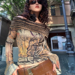 Jaapani Y2k &otilde;lavabad topid Vintage Harajuku Flare Sleeve T-s&auml;rk Grunge Esteetika Kaldkriipsu Kaelusega Lapikujulised v&otilde;rktopid S