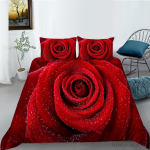 3D romantiline roosiga voodipesukomplekt naiste suletekk ja padjap&uuml;&uuml;r 2/3 tk t&uuml;drukute teismeliste tekikate DE135 * 200 t&auml;issuuruses lillemustriga kate AU Double 180x210cm