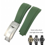 20 mm kvaliteetsest kummist kellarihm Role Daytona GMT Submariner GMT OYSTERFLEX must k&auml;ev&otilde;ru veekindel kellarihm Green ultra-short 21mm with logo&black clasp