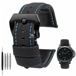 22mm 24mm 26mm nailonist tekstuuriga nahast kellarihm Panerai jaoks PAM01661 441 Marina kellarihm must sinine joon kellatarvikud Black blue black 24mm