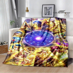 Knights of the Zodiac Cartoon tr&uuml;kitud tekk Flanell Soe tekk Pehme ja mugav tekk voodivoodrid s&uuml;nnip&auml;evakingitus 75cm x 90cm