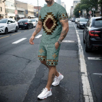 Suvine dressi&uuml;likond Plus-suuruses 3D vintage meeste T-s&auml;rk l&uuml;hikesed p&uuml;ksid spordi- ja fitness komplekt suvine street personality kaheosaline komplekt meeste riided S